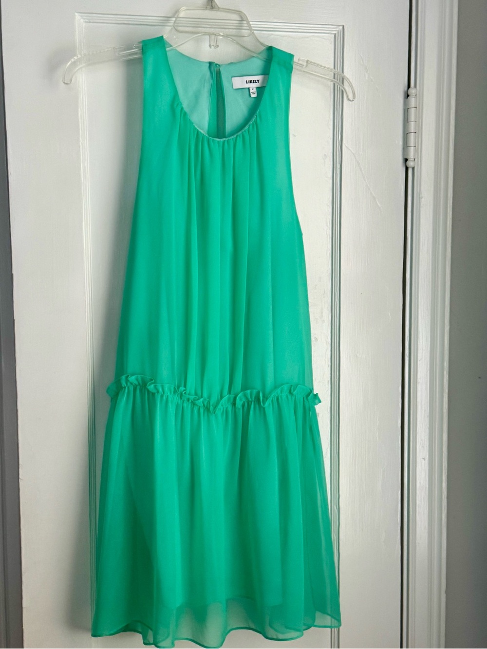 Likely Teal Green Sleeveless Chiffon Mini Dress